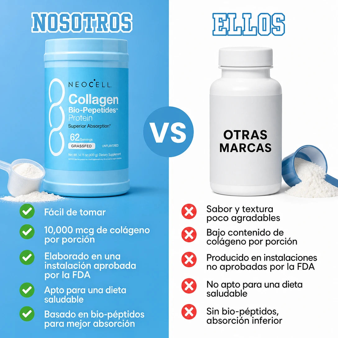 NeoCell Bio-Péptidos de Colágeno Hidrolizado Premium – 400g | Piel Radiante, Cabello Fuerte y Articulaciones Saludables