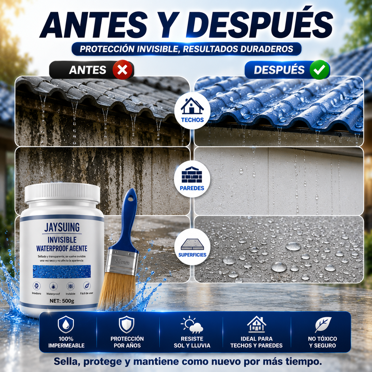SELLADOR IMPERMEABLE – Protección Transparente Antihumedad y Antifiltraciones para el Hogar